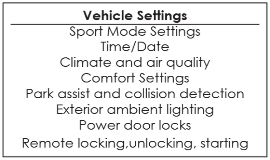 Vehicle Settings