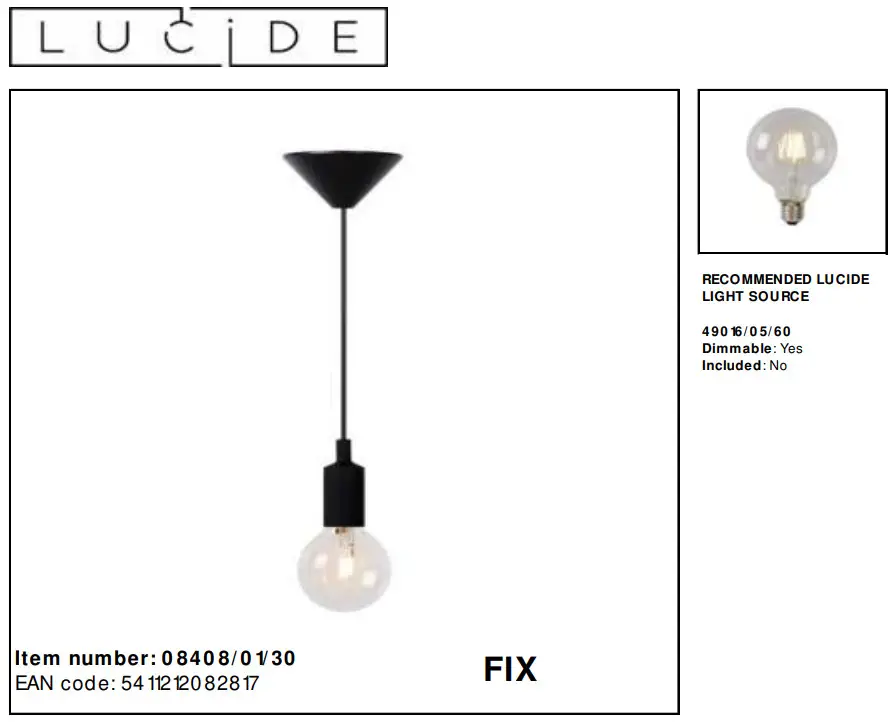 LUCIDE 08408 Pendant Light - fig