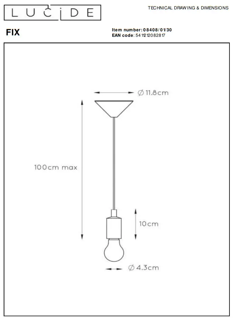 LUCIDE 08408 Pendant Light - fig1