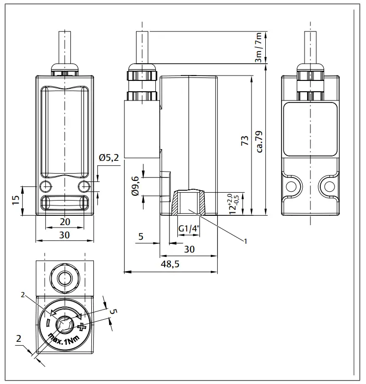EMERSON PM1 Aventics Electromechanical Pressure Switch - Pneumatic flange1