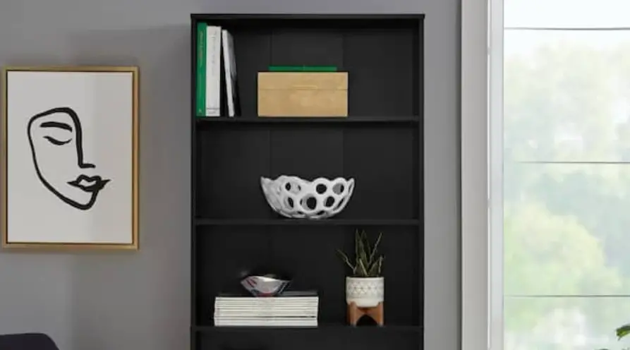 Stylewell Hs202006-34blk 7 Inch Wood 5 Shelf Basic Bookcase With Adjustable Shelves User Guide