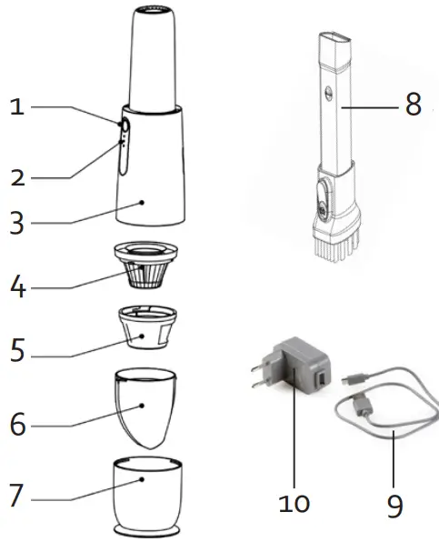 DOMO DO238S Handheld Vacuum Cleaner - PARTS