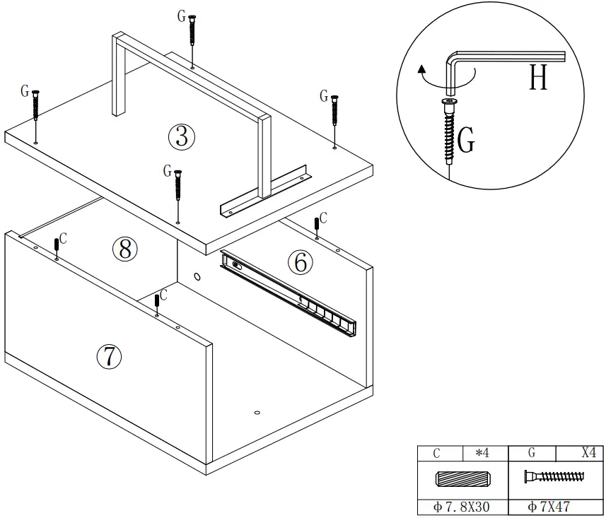 THE HOME DEPOT WF193467DAA Large Vintage Computer Desk - Fig 11