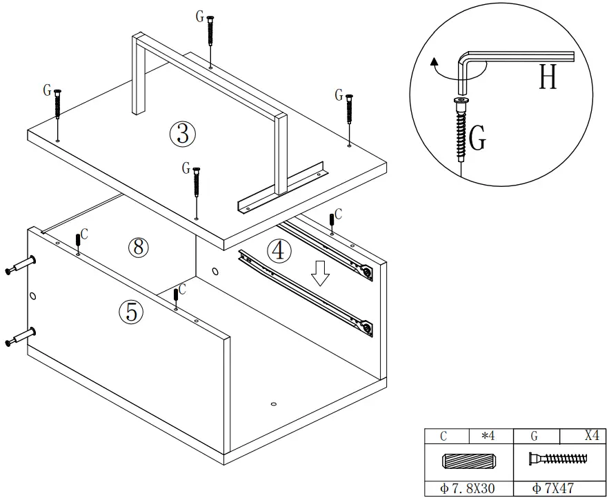 THE HOME DEPOT WF193467DAA Large Vintage Computer Desk - Fig 8