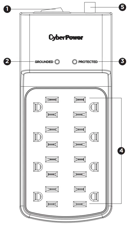 B808 8-Outlet Surge Protector Features