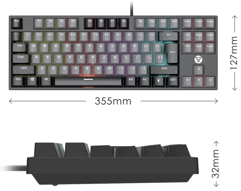 ATOM MK876 Mechanical Keyboard Size