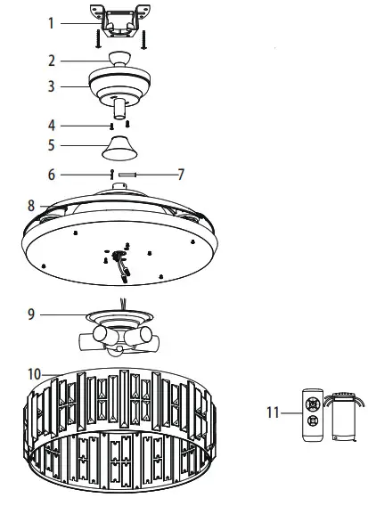 ExBrite WYJSFL4203ACCXE26 42 Fan Ceiling - PART LIST