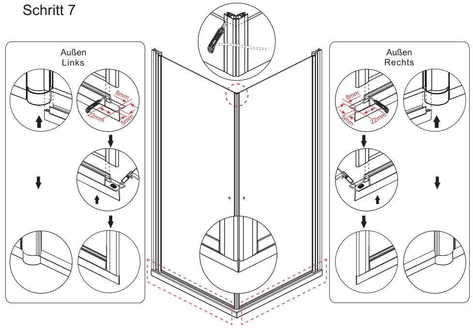 AQUABATOS CANNES Serie Shower Cubicle Corner Entry - Figure 9