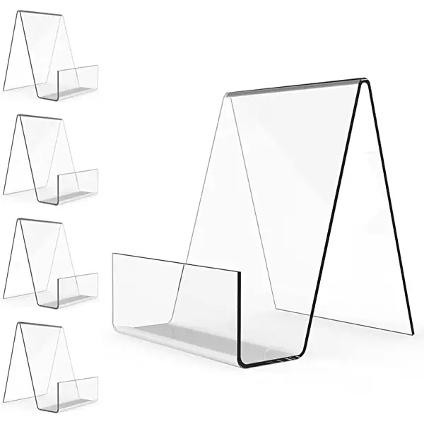 Boloyo TMSJTR00S5PC Acrylic Book Stand with Ledge ,6PC Clear Acrylic Display