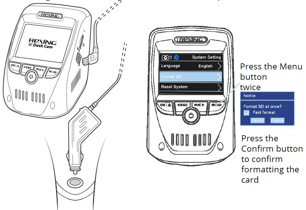 REXING V1P Max 4K UHD Dual Cam Dash Cam Installation step- 2