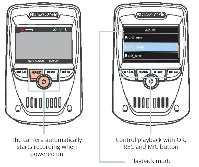 REXING V1P Max 4K UHD Dual Cam Dash Cam Video Recording