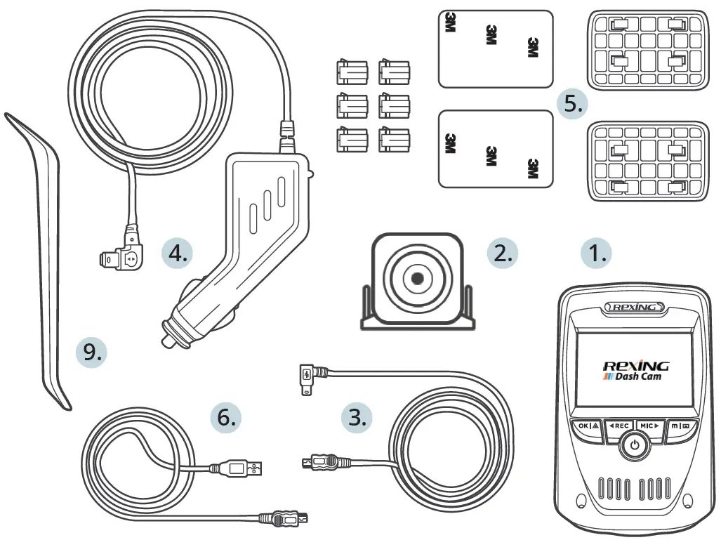 REXING V1P Max 4K UHD Dual Cam Dash Cam in the box
