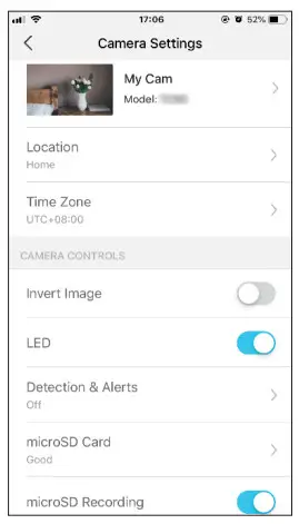 tp-link Tapo Home Security Wi-Fi Camera TC60-Settings1