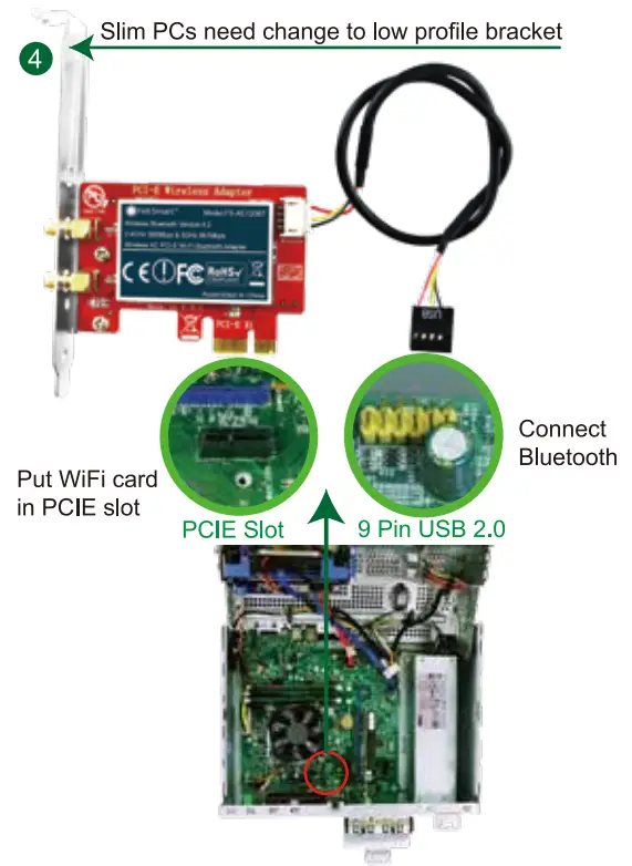 Install PCIE WiFi Card Step 2