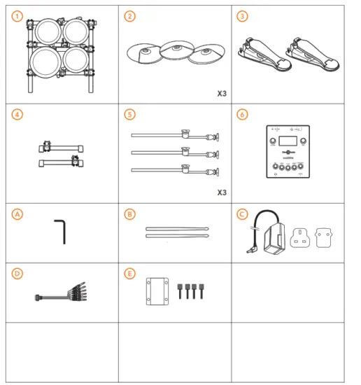 Gear4music DD200X Electronic Drum Kit - CONTENTS