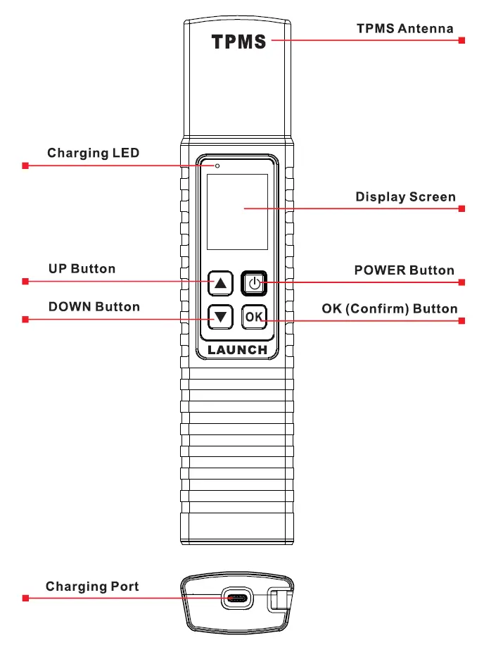 LAUNCH X-431 TSGUN TPMS Wand Tire Pressure Detector FIG 1