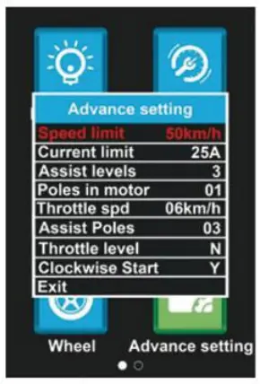 AOSTIRMOTOR S18 1500W Bike - setting