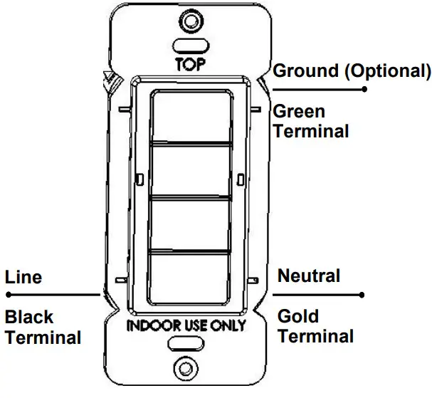 TruBlu PSC-DM-WS-400-BLE-SR Series Wireless 4-Button Dimmer Wall Switch - Wiring Diagram