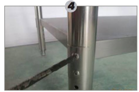 SERV IT 423EST5WE Electric Open Well Steam Tables User Manual - Align under-shelf (E) gussets with legs and slide under-shelf down