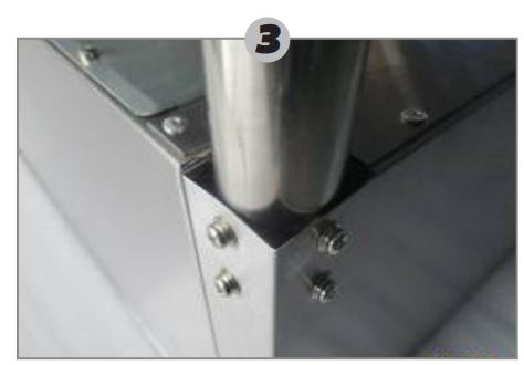 SERV IT 423EST5WE Electric Open Well Steam Tables User Manual - Install legs (D) into gussets using screws