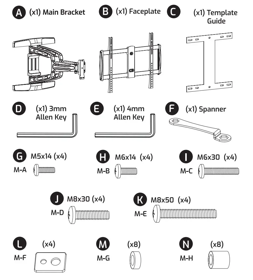 THOR 28022T 80-Inch Max Full Motion Heavy Duty Wall Mount - Parts