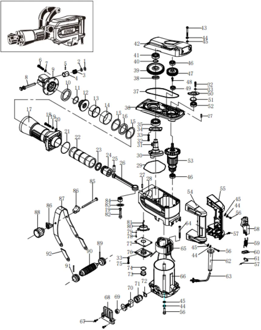 TOTAL TH215456 Demolition Hammer B08