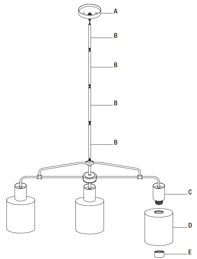 HAMPTON BAY 65146 3 Light Chandelier - PACKAGE CONTENTS