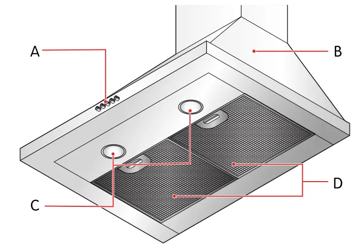 ELVITA CSF3600X Cooker Hood - Hood overview