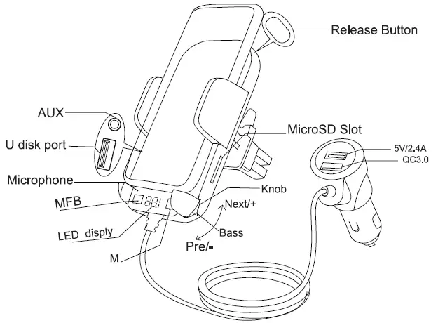 Shenzhen Anlud Science Technology Development A20 Pro Handsfree Bluetooth Car Mount-1