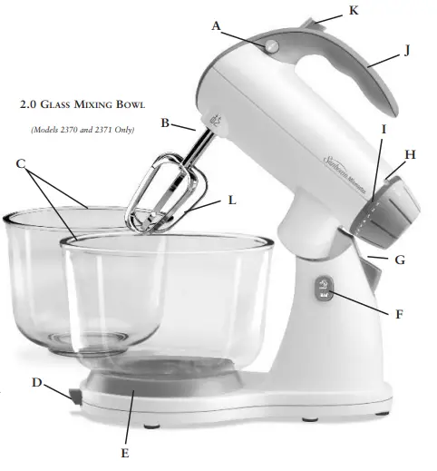 Sunbeam-2370-12-Speeds-Mixmaster-Stand-Mixer-Instruction-fig-1