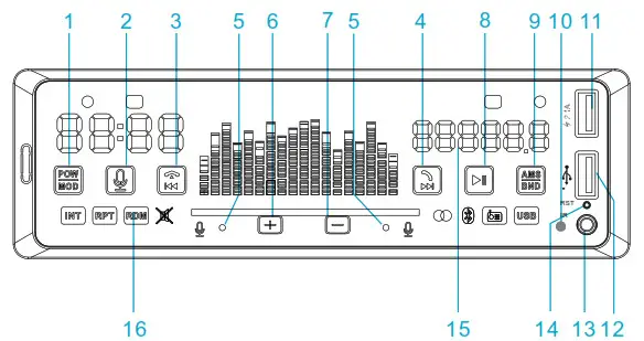 POWER ACOUSTIK PL-60BM 1-Din Mechless - Description of features of the panel