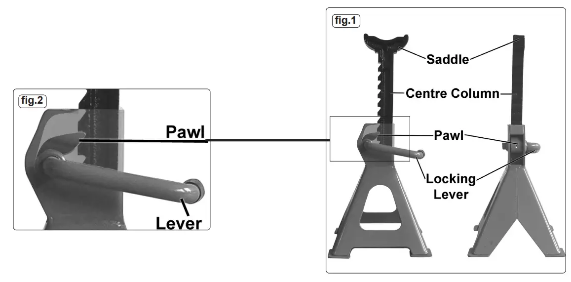 SEALEY VS2006.V4 Axle Stands Pair 6 ton Capacity Per Stand Ratchet Type-fig2
