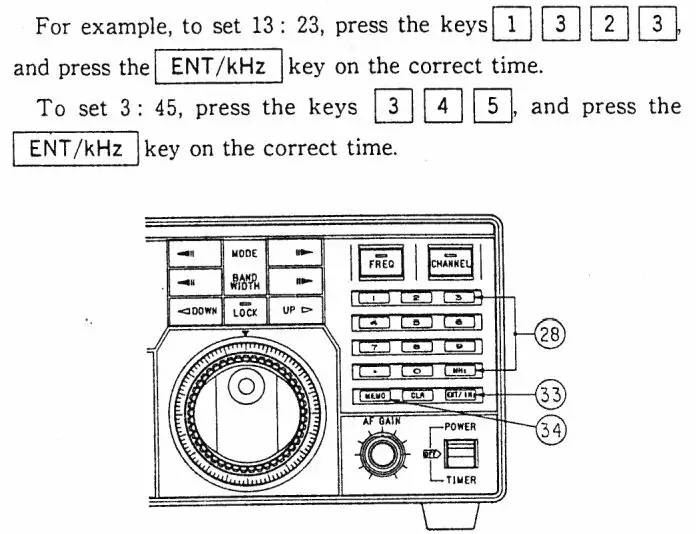 JRC NRD-525 General Coverage Receiver Instruction Manual - To change time select the desired king of time