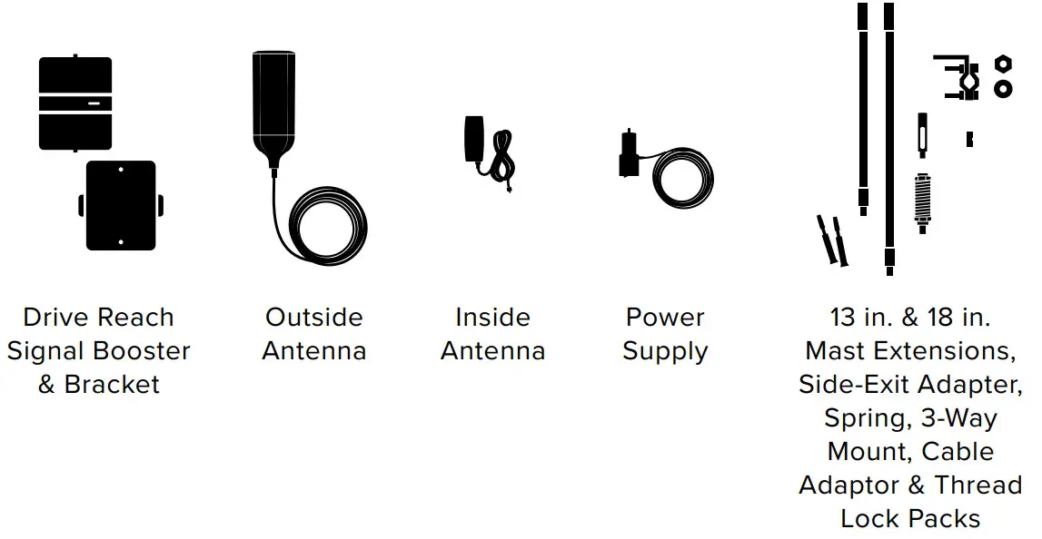 weboost Drive Reach OTR Cell Signal Booster - Package Contents