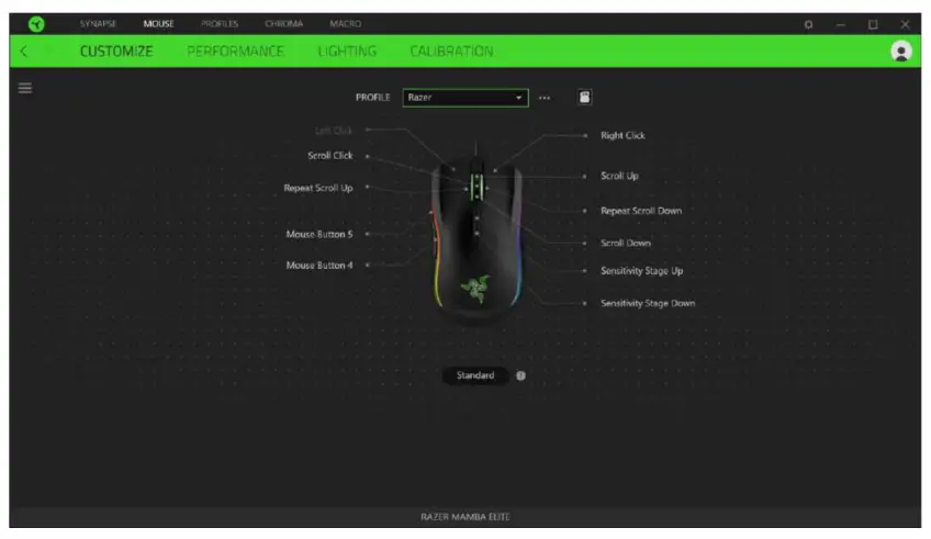 RAZER MAMBA ELITE Gaming Mouse User - CUSTOMIZE