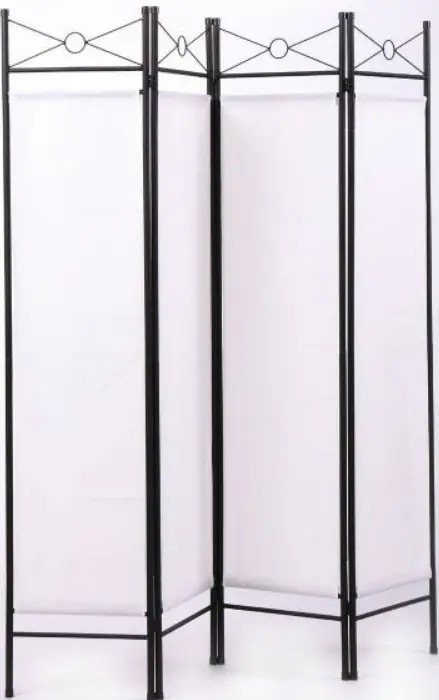 JAXSUNNY HG61N0986 Fabric White Room Divider with Trifold Partition Screen