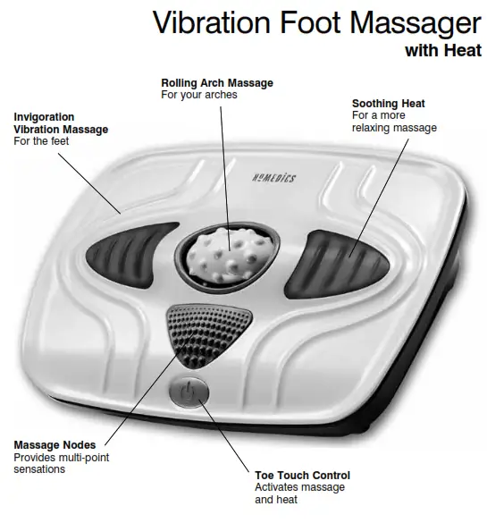 Homedics FMV-400HBK-THP Vibration Foot Massager with Heat Instruction - Vibration Foot Massage