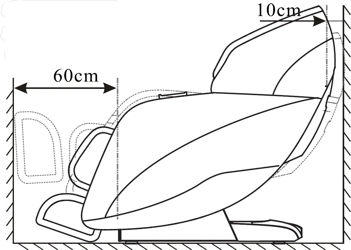 Clearance space for the massage chair