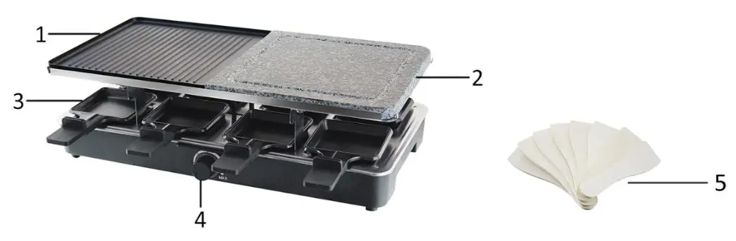 emerio RG-110035 Raclette Grill for 8 Persons - LIST OF COMPONENTS