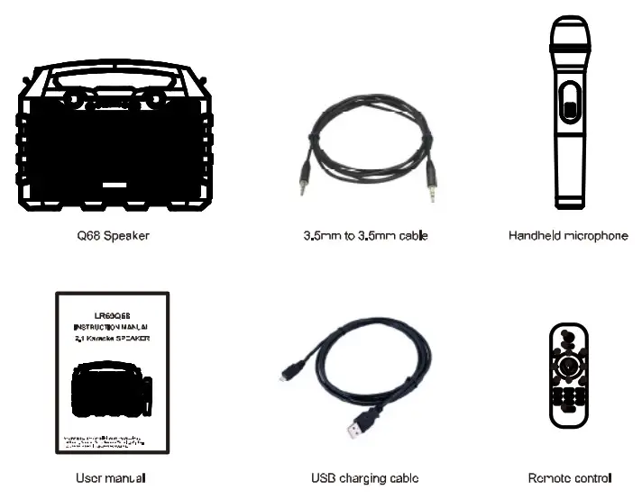 Shenzhen Tecson Trade Technology LR69Q68 2 1 Karaoke Speaker - What you get in the Box