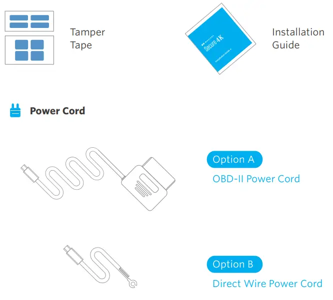 WAYLENS Secure360 WiFi Dash Camera with Direct Wire Cord - Included