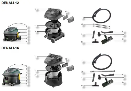 NOBLES 1244302 Denali 12 Standard Dry Canister Vacuum - MACHINE COMPONENTS