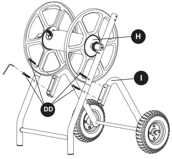 Liberty GARDEN 302 Two Wheel Decorative Metal Hose Cart - ASSEMBLY 3