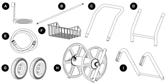 Liberty GARDEN 302 Two Wheel Decorative Metal Hose Cart - PARTS LIST