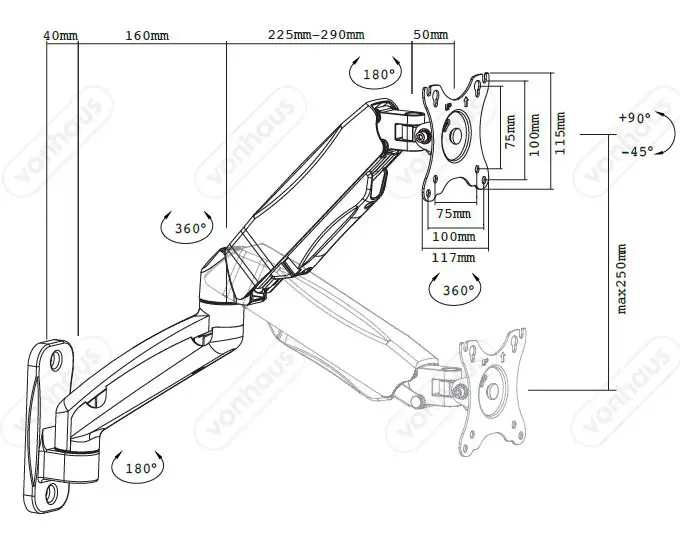 VonHaus 3000165 Single Monitor Wall Mount-FIG11