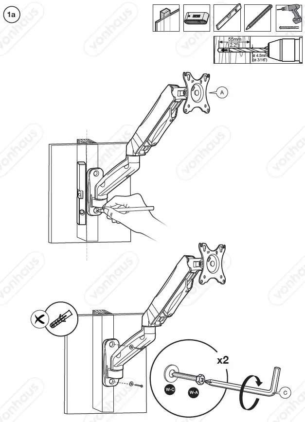 VonHaus 3000165 Single Monitor Wall Mount-FIG3