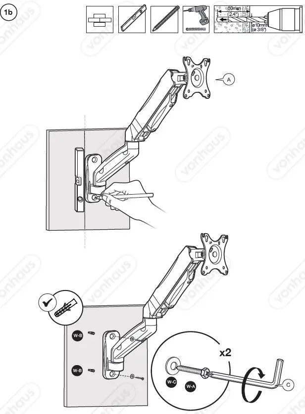 VonHaus 3000165 Single Monitor Wall Mount-FIG4