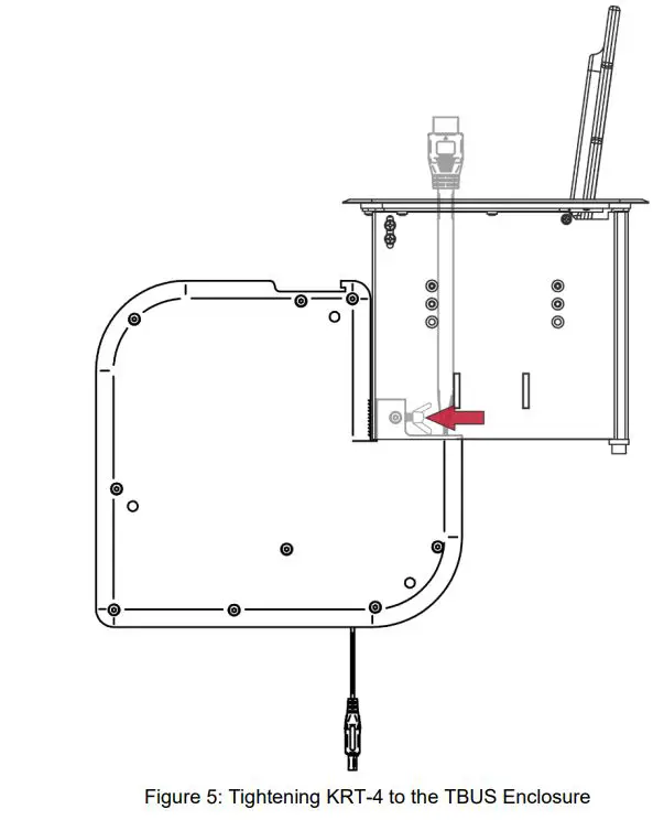 KRAMER Cable Retractor User Manual - Use the wing-head thumb screw to fix the KRT-4 firmly in place