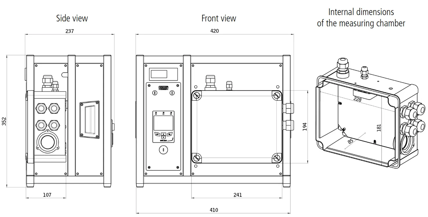 sauermann GH 500 Hygrometry Bench Generator - Dimensions
