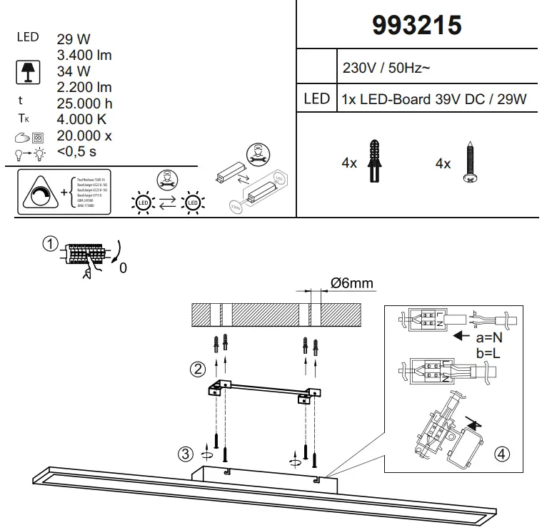 LeuchtenDireckt 14306-16 Flat LED Ceiling Light - fig 1